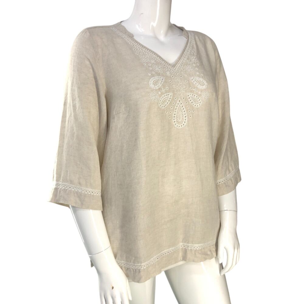 Tommy Bahama Womens Size L Tunic Top Embroidered Beaded Linen *TINY FLAW - Picture 9 of 16
